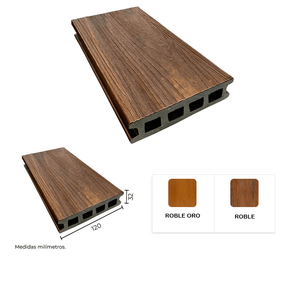Tarima de madera plástica 120 x 32 mm